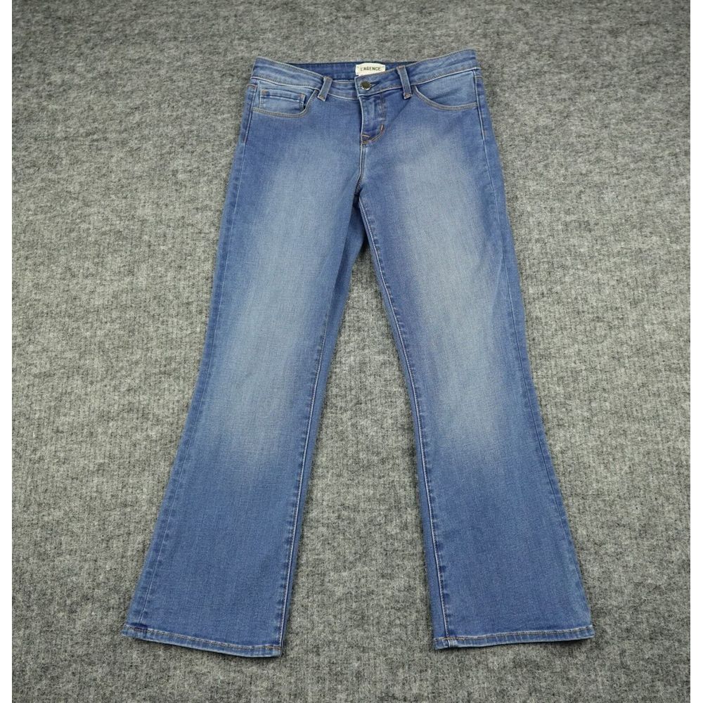 L'AGENCE Jeans Womens 26 Blue Denim Lenna Cropped‎ Baby Flare Casual Stretch